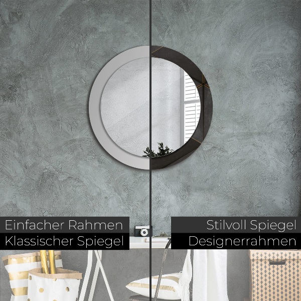 Round wall mirror decor Gray triangles