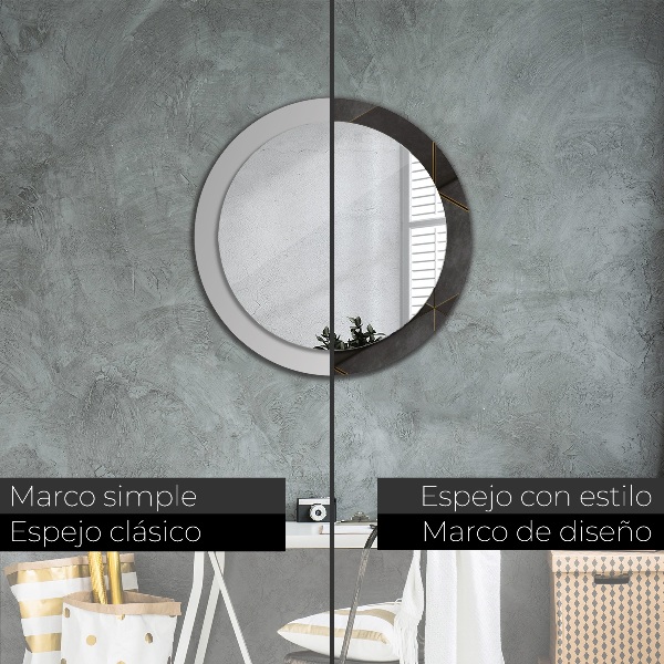 Round wall mirror decor Gray triangles
