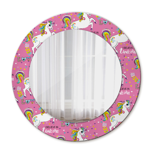 Round wall mirror decor Magic unicorn