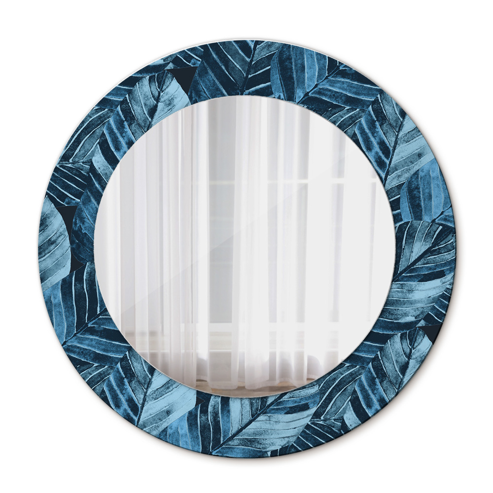 Round wall mirror decor Jungle leaves