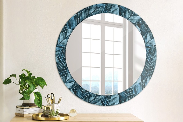 Round wall mirror decor Jungle leaves