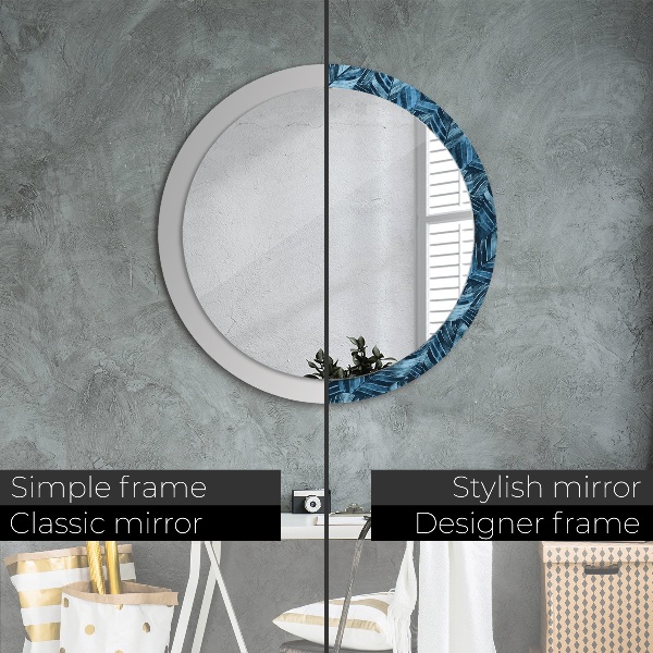 Round wall mirror decor Jungle leaves