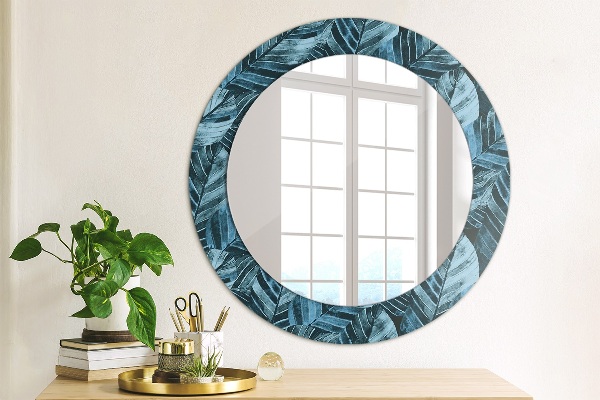 Round wall mirror decor Jungle leaves