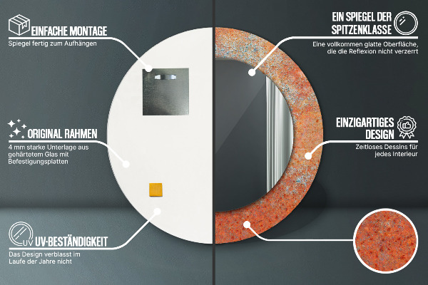 Round wall mirror decor Rusty metal