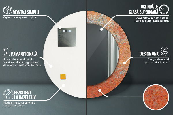 Round wall mirror decor Rusty metal