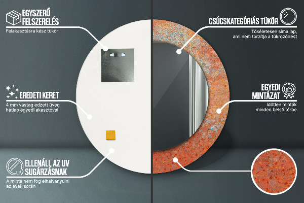 Round wall mirror decor Rusty metal