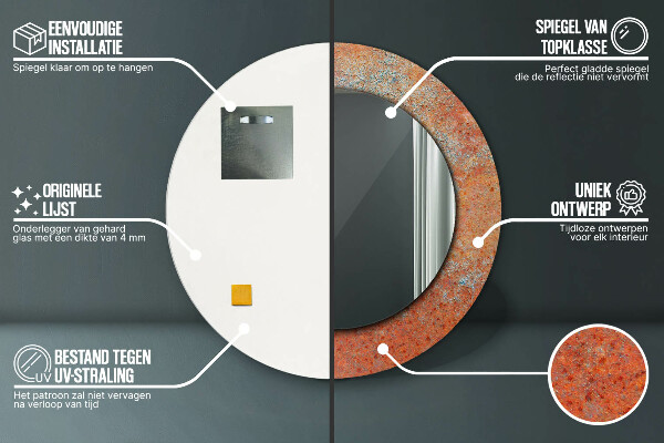 Round wall mirror decor Rusty metal