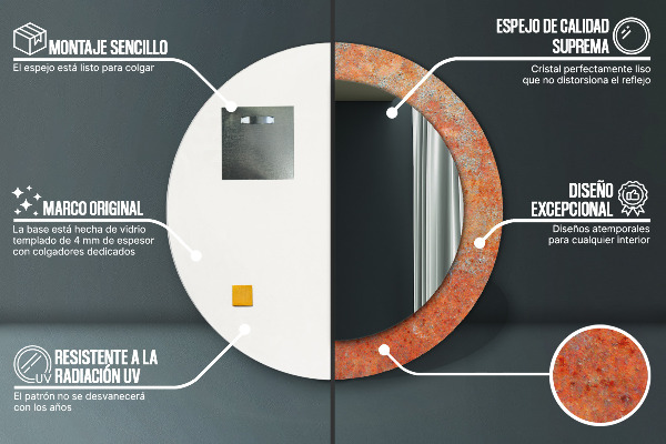 Round wall mirror decor Rusty metal