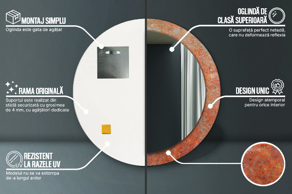 Round wall mirror decor Rusty metal