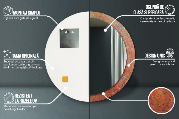 Round wall mirror decor Rusty metal