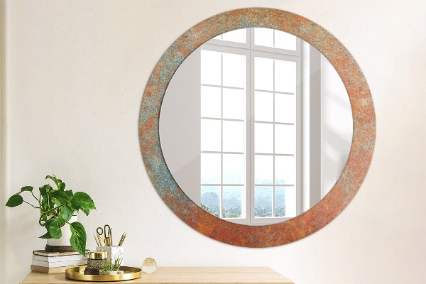 Round wall mirror decor Rusty metal