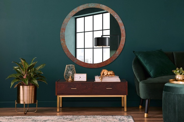 Round wall mirror decor Rusty metal