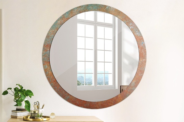 Round wall mirror decor Rusty metal