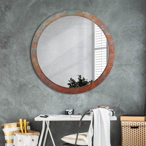 Round wall mirror decor Rusty metal