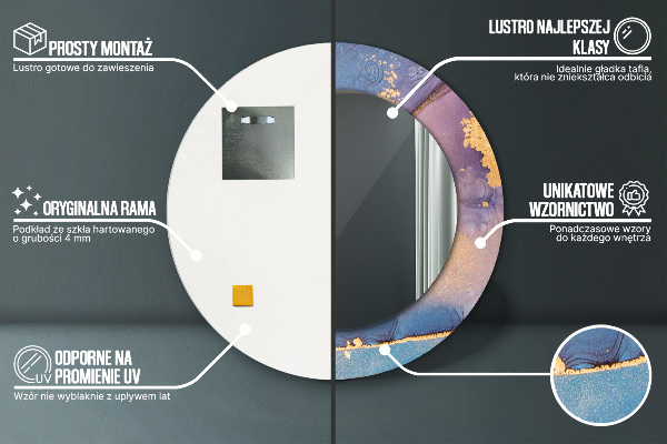 Round wall mirror decor Marble stone