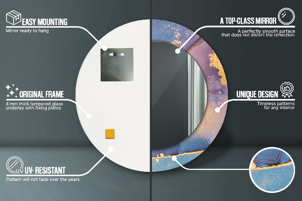 Round wall mirror decor Marble stone