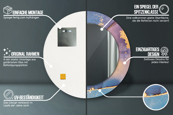 Round wall mirror decor Marble stone