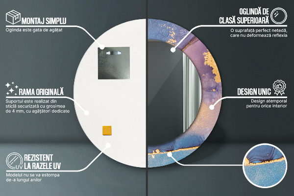 Round wall mirror decor Marble stone