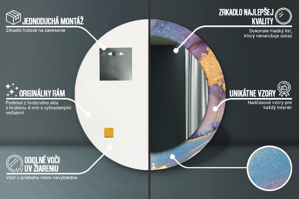 Round wall mirror decor Marble stone