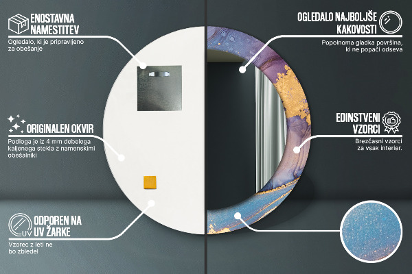 Round wall mirror decor Marble stone