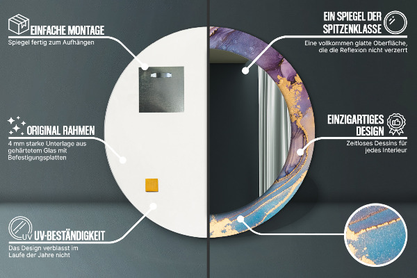 Round wall mirror decor Marble stone