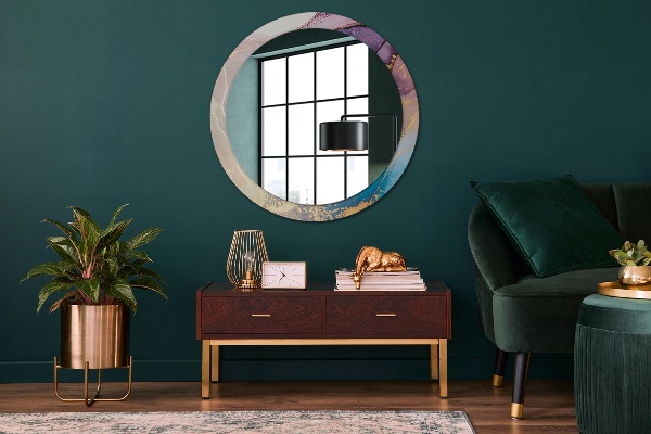 Round wall mirror decor Marble stone