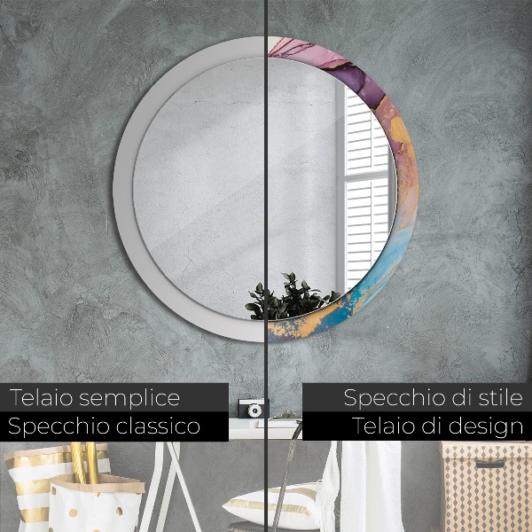 Round wall mirror decor Marble stone