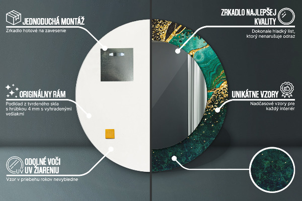 Round decorative mirror Marble green