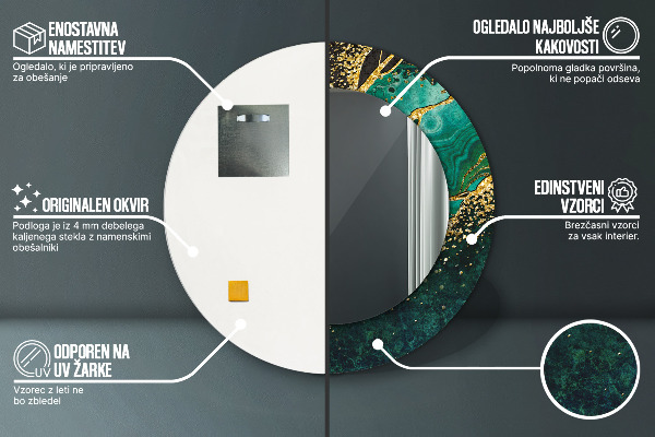 Round decorative mirror Marble green