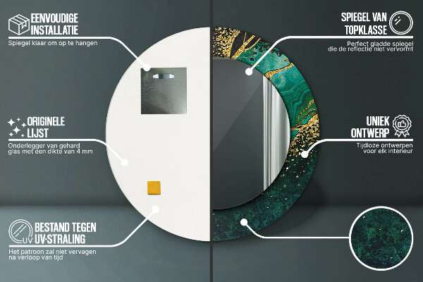 Round decorative mirror Marble green