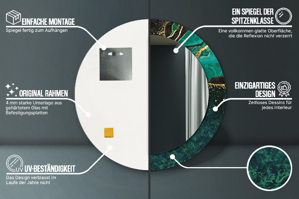 Round decorative mirror Marble green