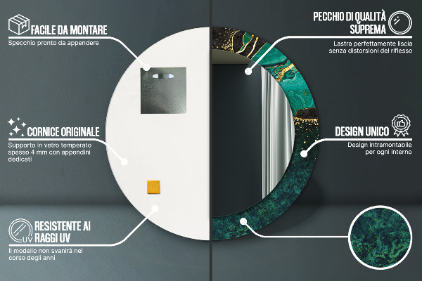 Round decorative mirror Marble green