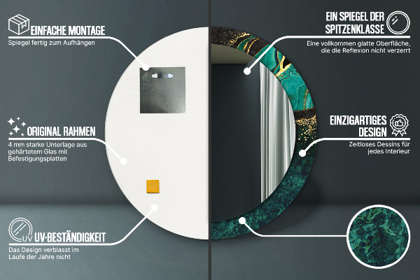 Round decorative mirror Marble green