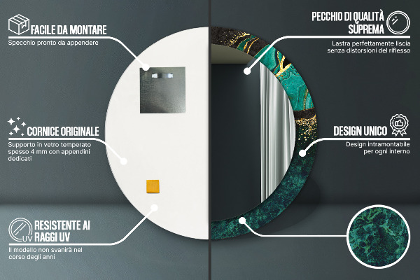 Round decorative mirror Marble green