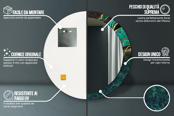 Round decorative mirror Marble green