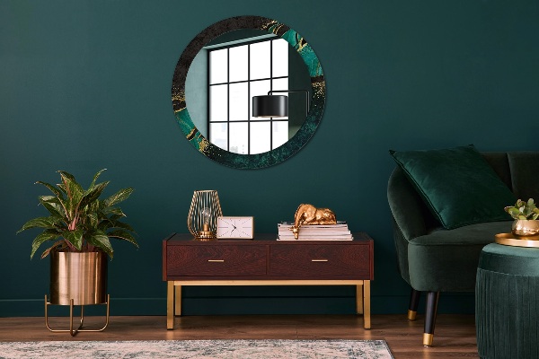 Round decorative mirror Marble green