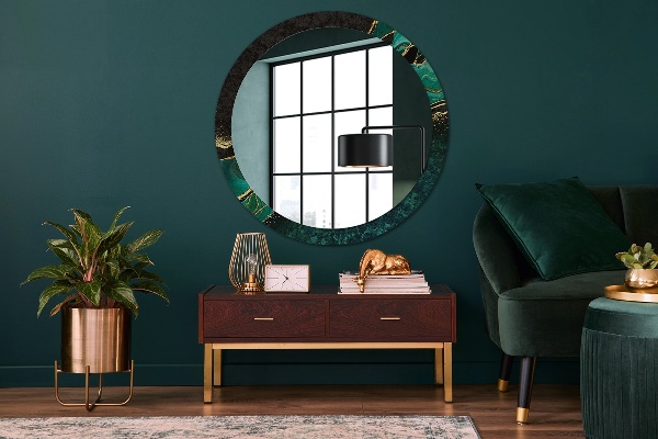 Round decorative mirror Marble green