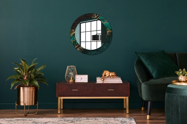 Round decorative mirror Marble green