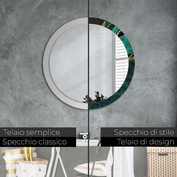 Round decorative mirror Marble green
