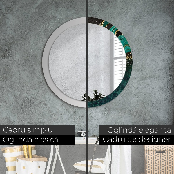 Round decorative mirror Marble green