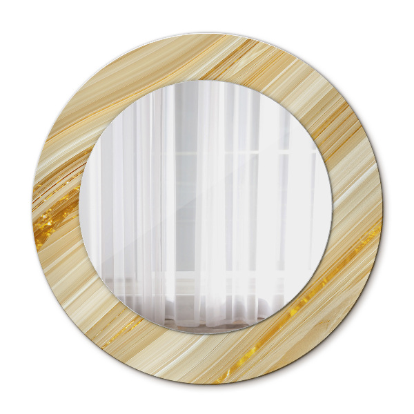 Round mirror frame with print Golden abstract