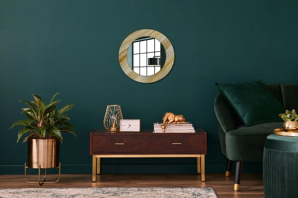 Round mirror frame with print Golden abstract