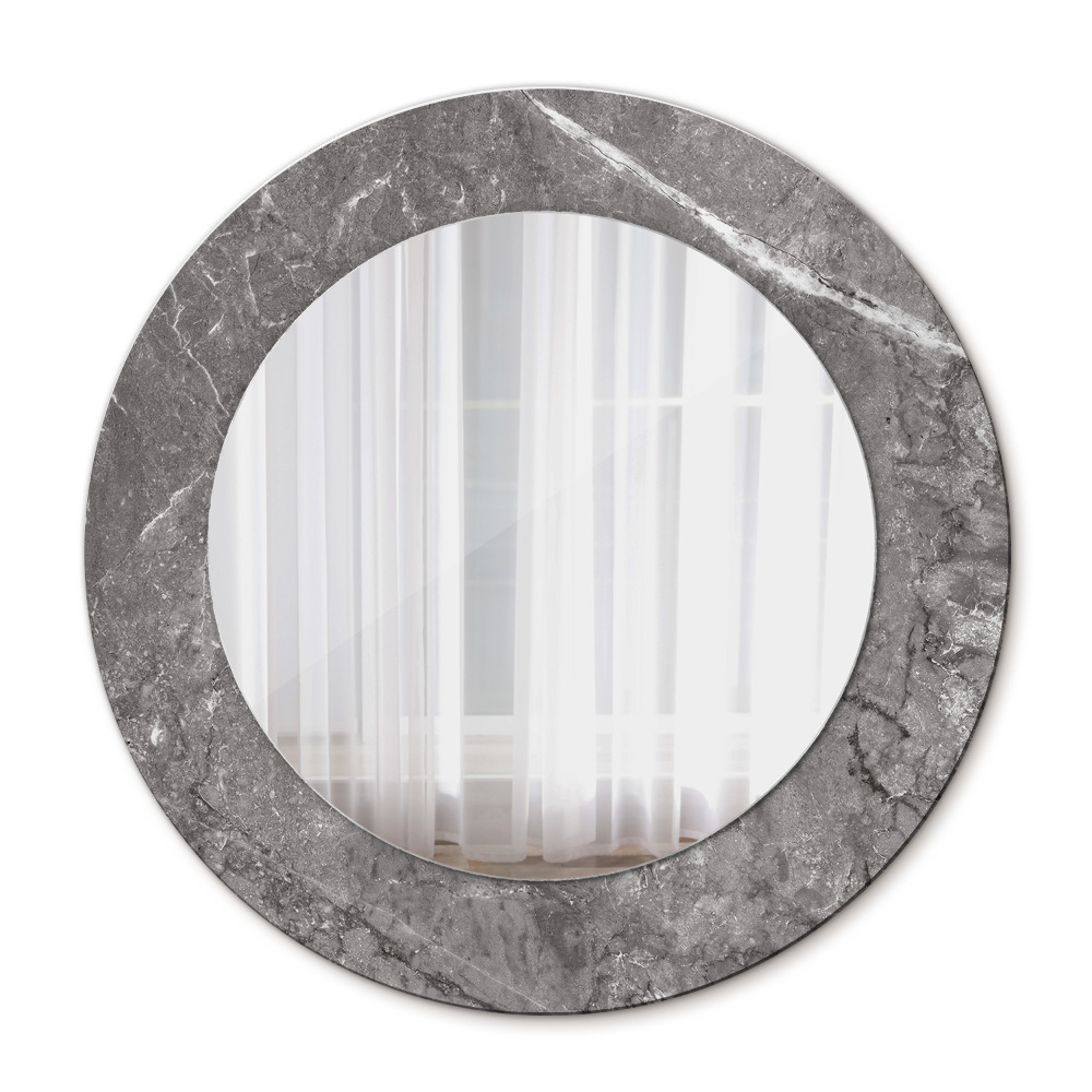 Round mirror frame with print Rustic marble