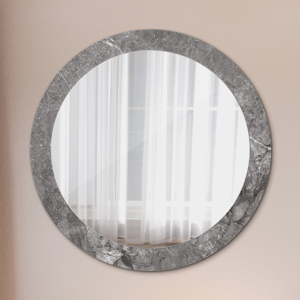 Round mirror frame with print Rustic marble