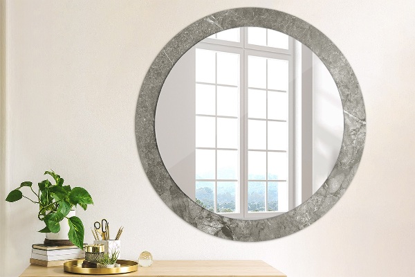 Round mirror frame with print Rustic marble