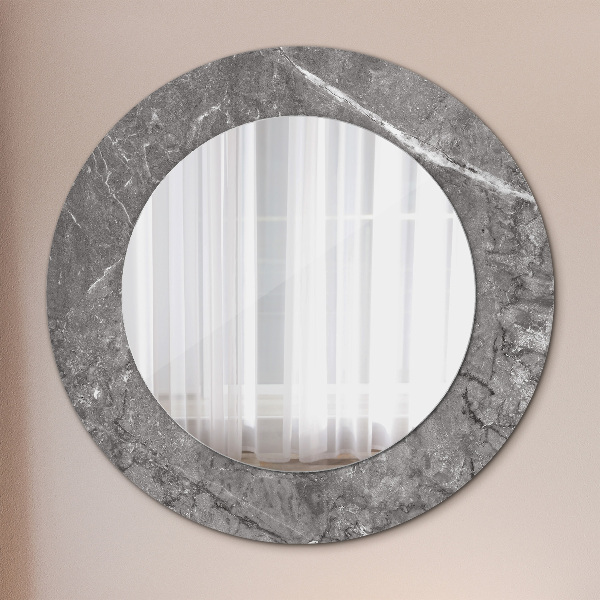 Round mirror frame with print Rustic marble