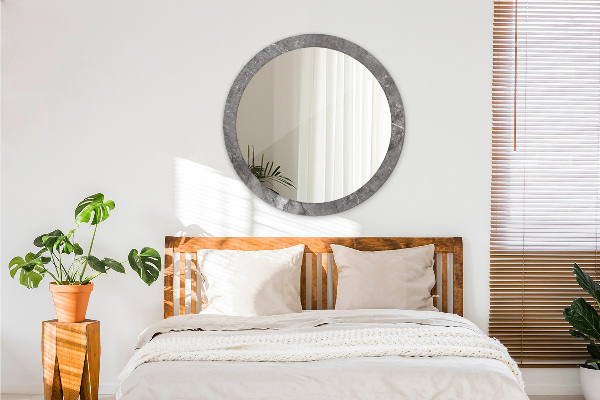 Round mirror frame with print Rustic marble