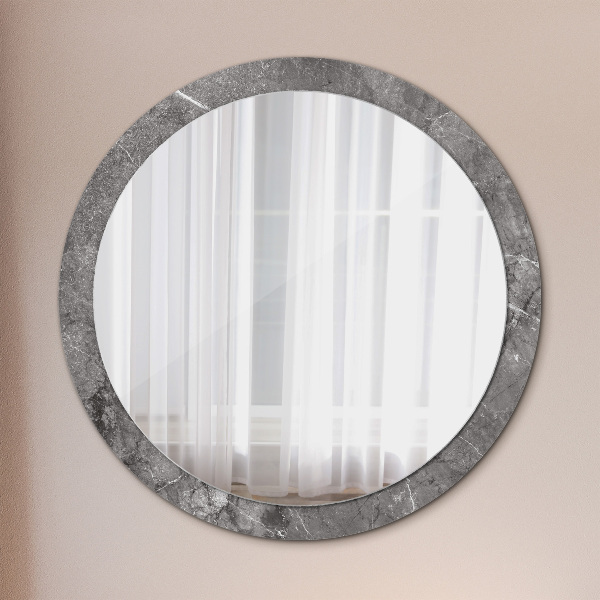 Round mirror frame with print Rustic marble