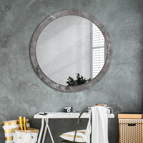 Round mirror frame with print Rustic marble