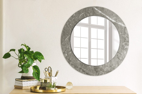 Round mirror frame with print Rustic marble
